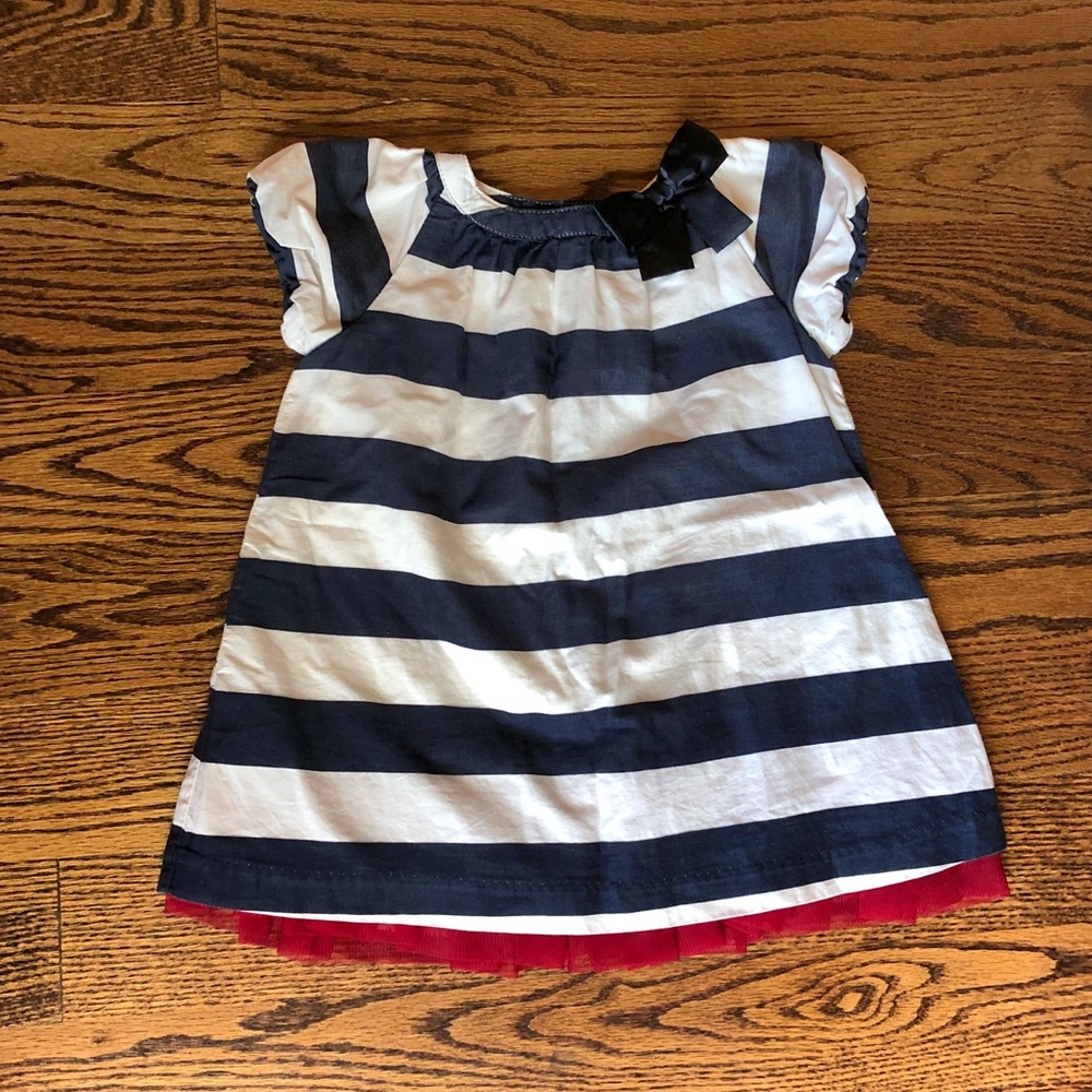 Baby Gap girls navy blue and white striped dress